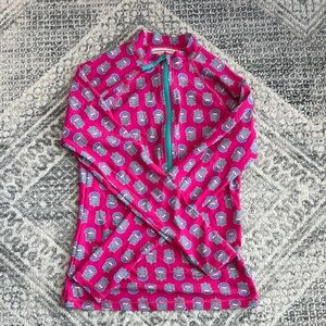 J. Crew Pink and Blue Patterned Bikini Top